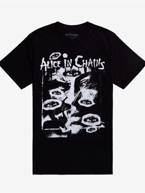 Hot Topic Black Tee with White Alice In Chains Eyes Graphic